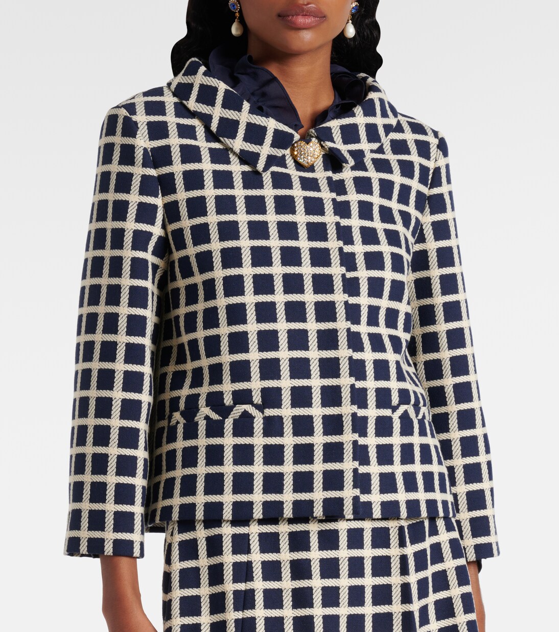 Checked wool and cotton-blend jacket | Valentino