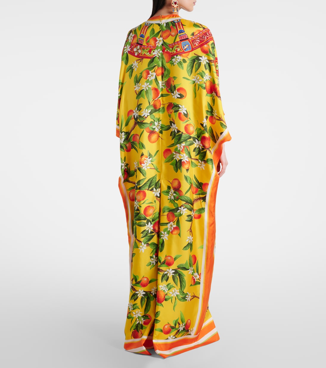 Abito lungo in seta con stampa | Dolce&Gabbana