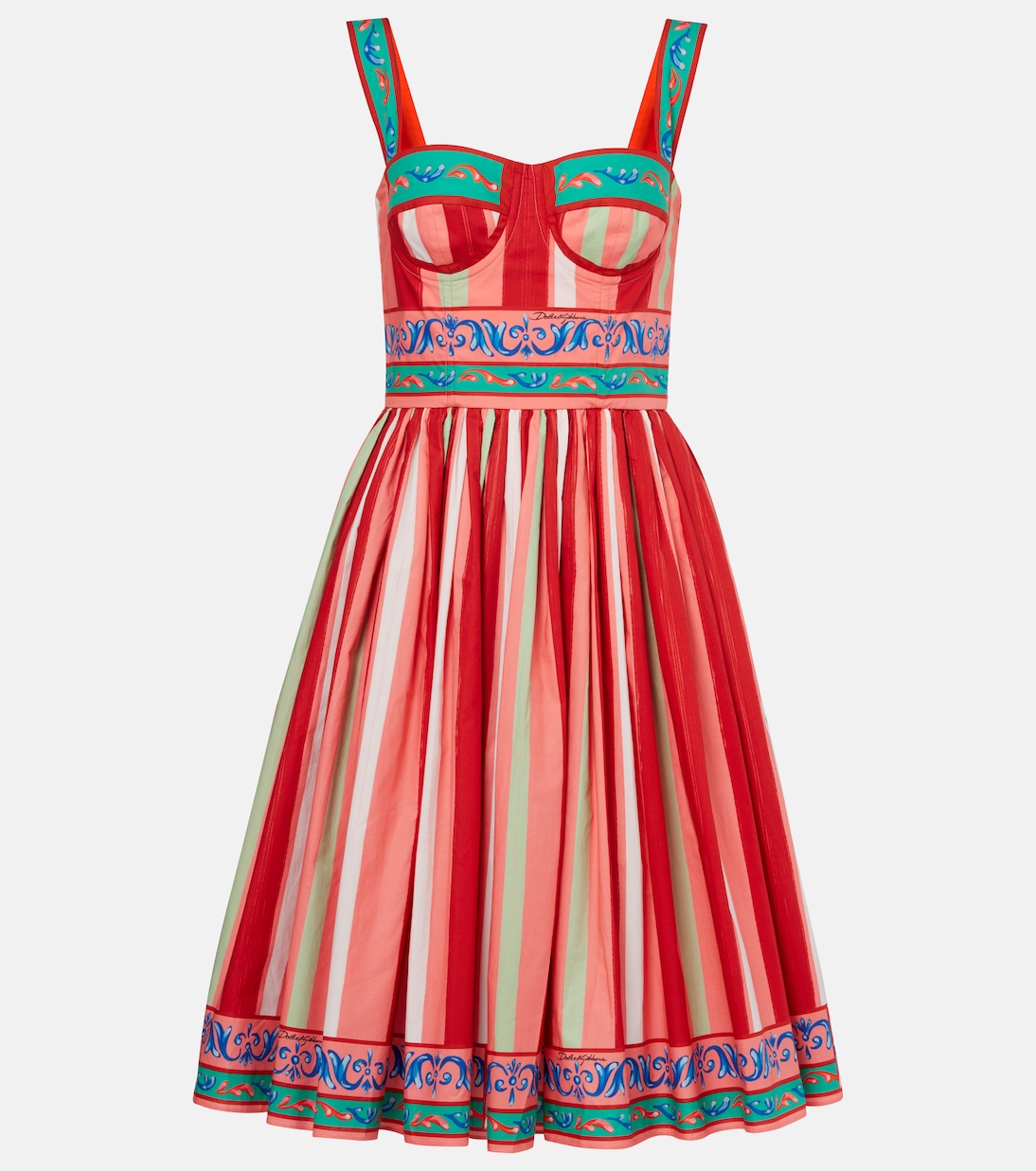 Taormina striped cotton bustier dress | Dolce&Gabbana