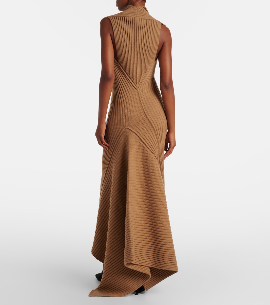 Abito lungo in misto lana a coste | Victoria Beckham