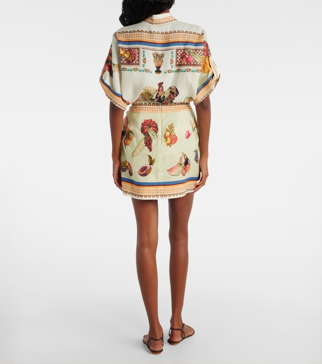 Mercado printed linen wrap skirt | Alémais