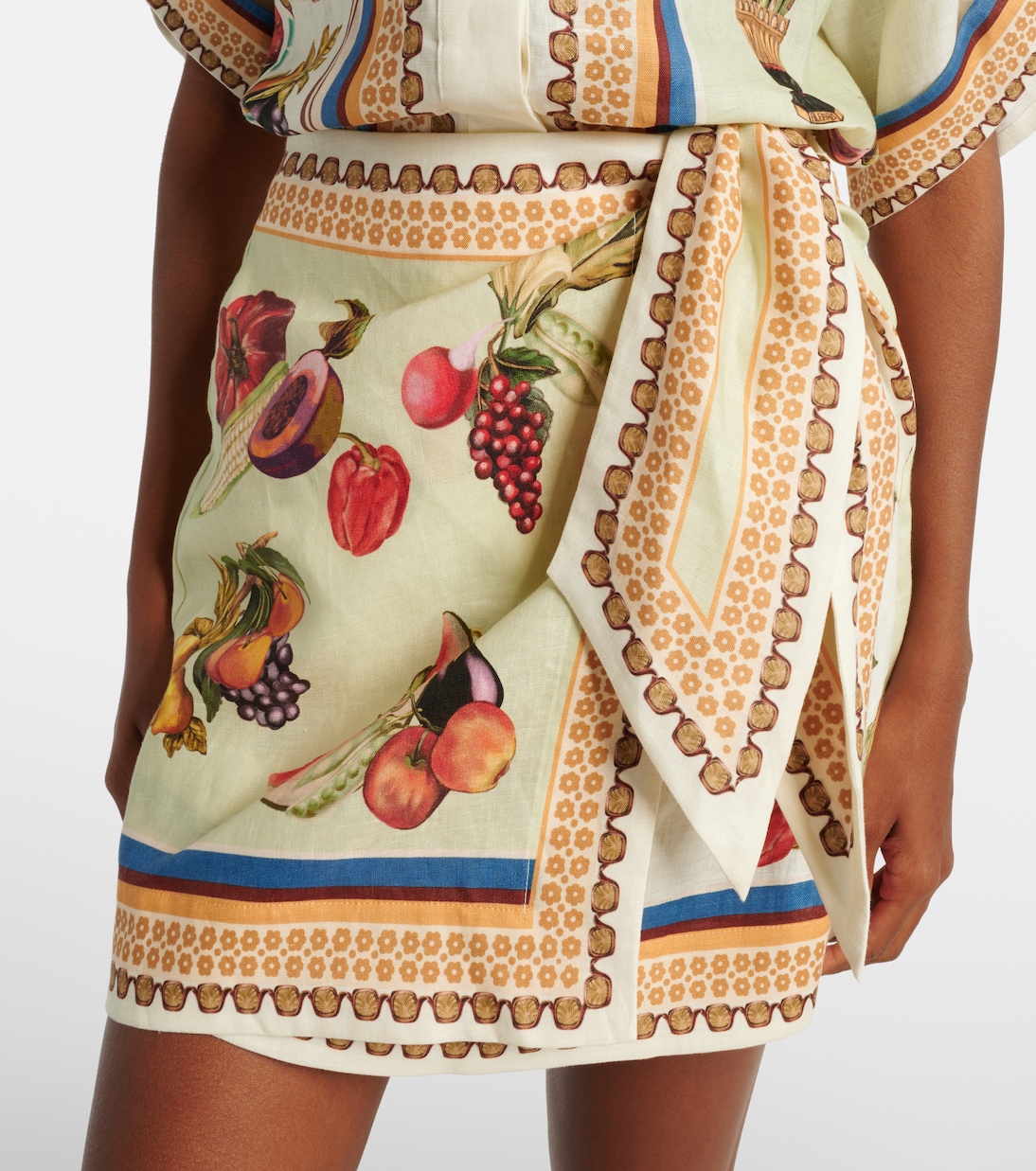 Mercado printed linen wrap skirt | Alémais