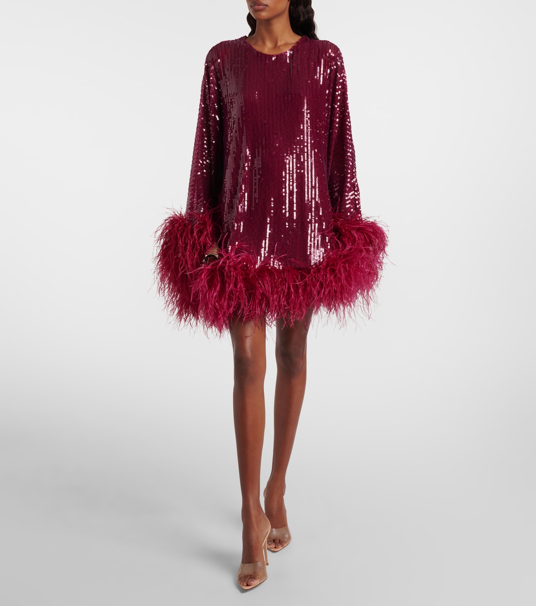 Vegas sequined feather-trimmed chiffon kaftan | Taller Marmo