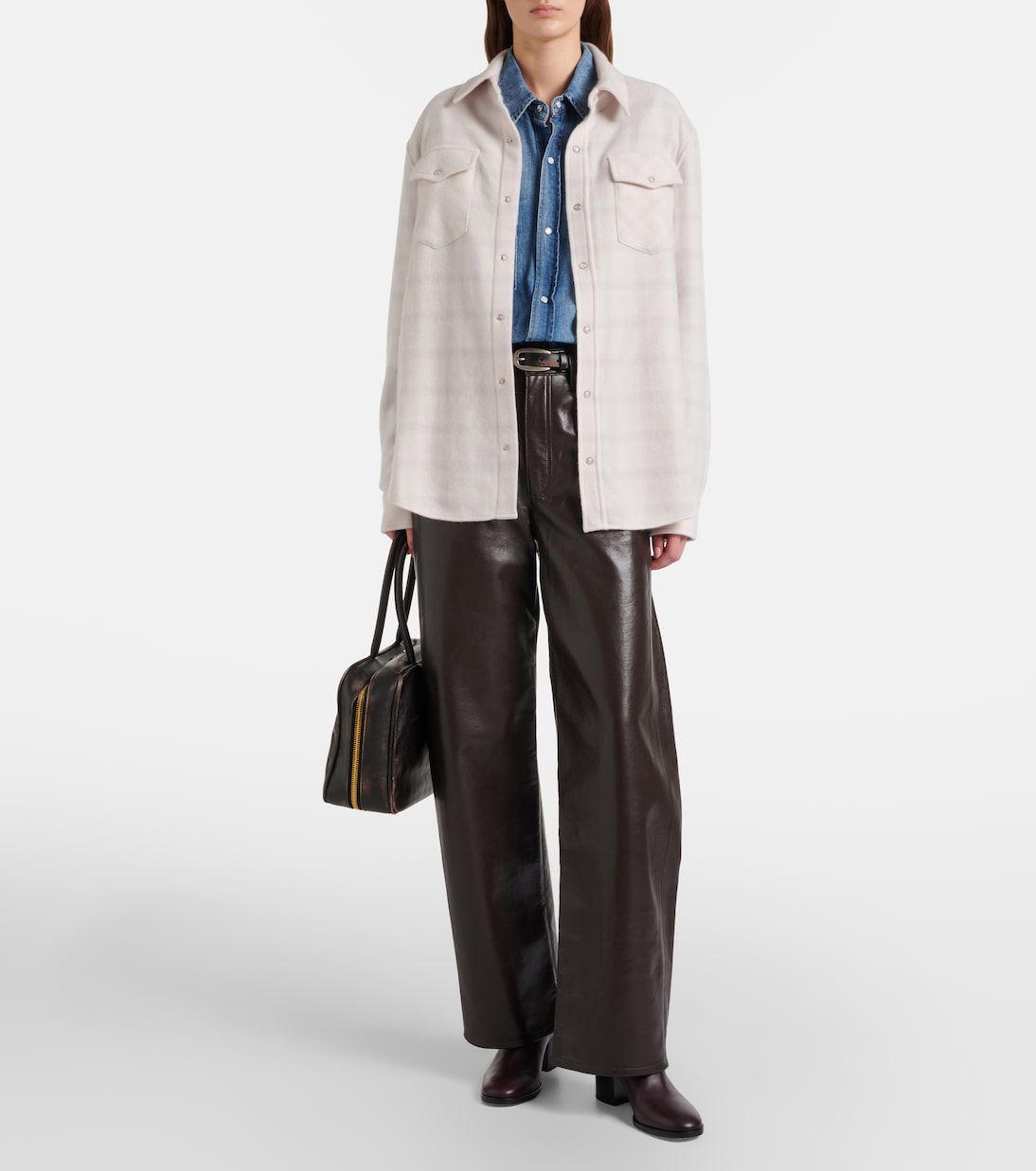 Clarity plaid cashmere shirt with quartz | God's True Cashmere