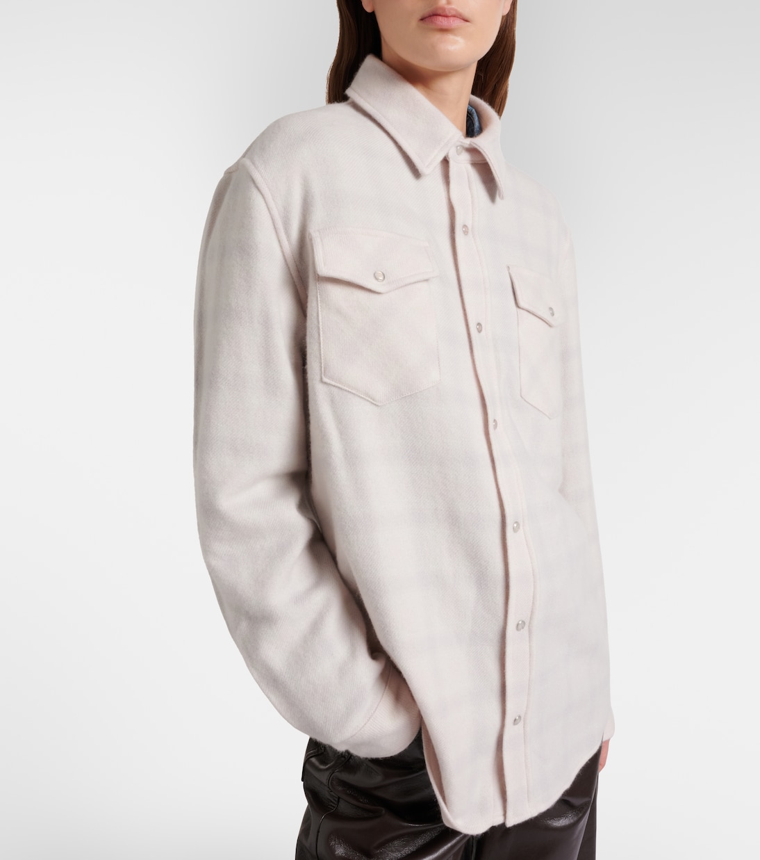 Clarity plaid cashmere shirt with quartz | God's True Cashmere