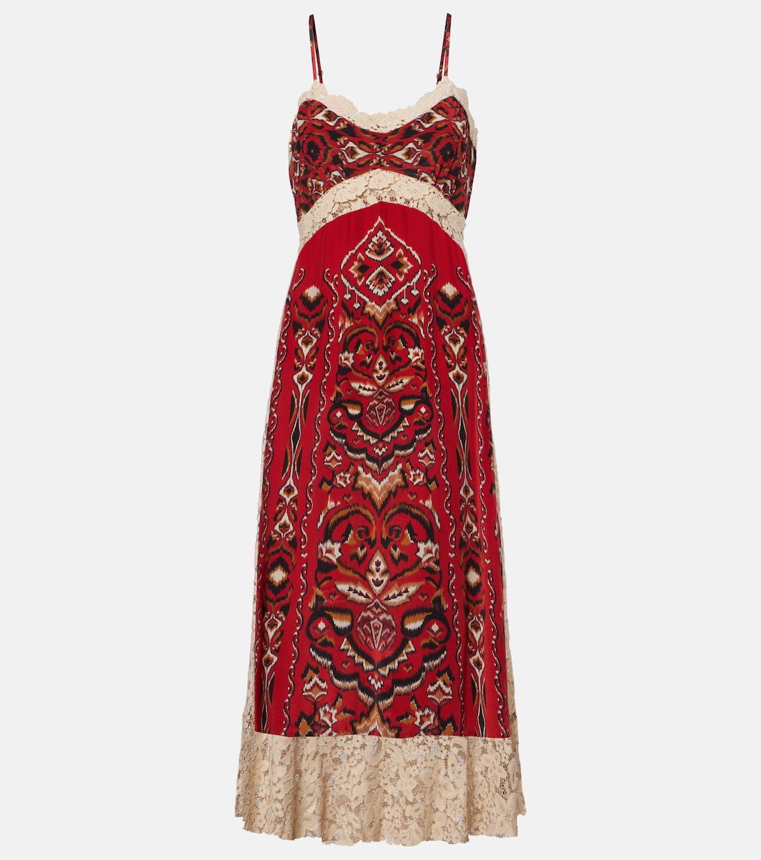 Vestido midi Ainika Pineapple Ikat con encaje | Farm Rio