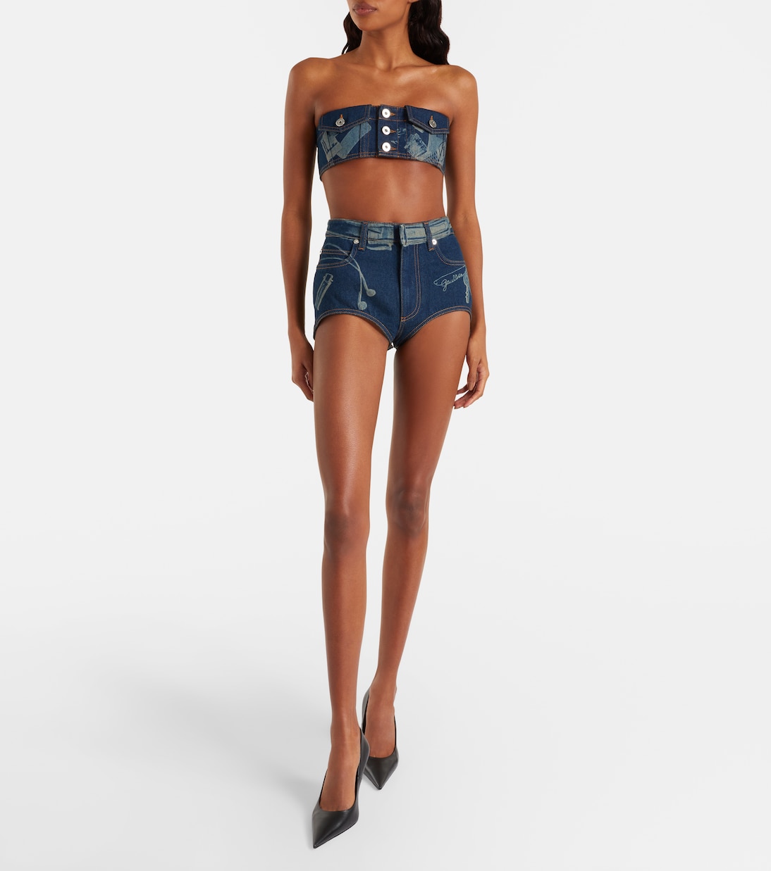 Bandeau-Top aus Denim | Jean Paul Gaultier