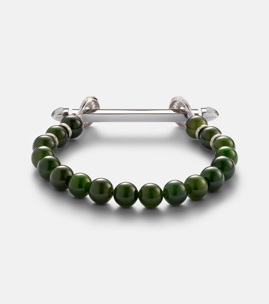 Armband Chakra aus Jade mit 18kt Weißgold (750/1000), Diamanten und Quarz | Ananya