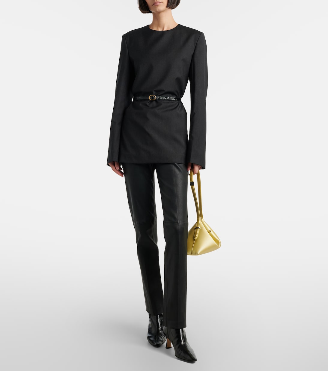 Pantalon droit Coleman en cuir | Joseph