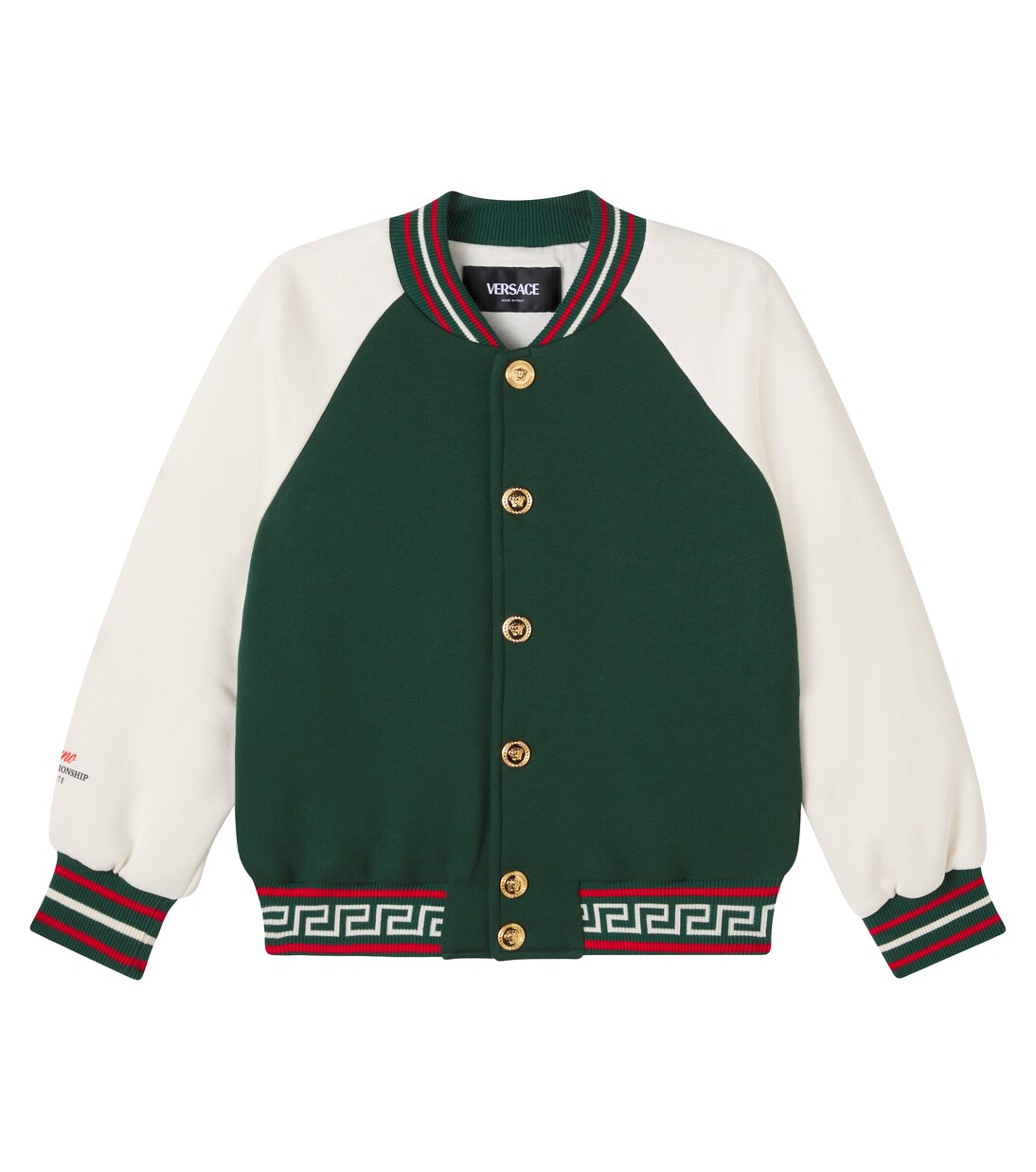 Medusa Greca cotton jersey varsity jacket | Versace Kids