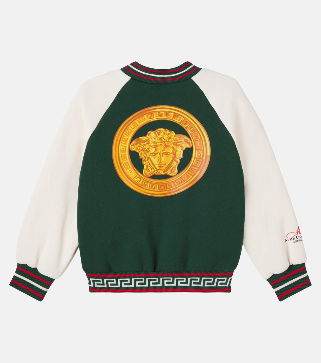 Medusa Greca cotton jersey varsity jacket | Versace Kids