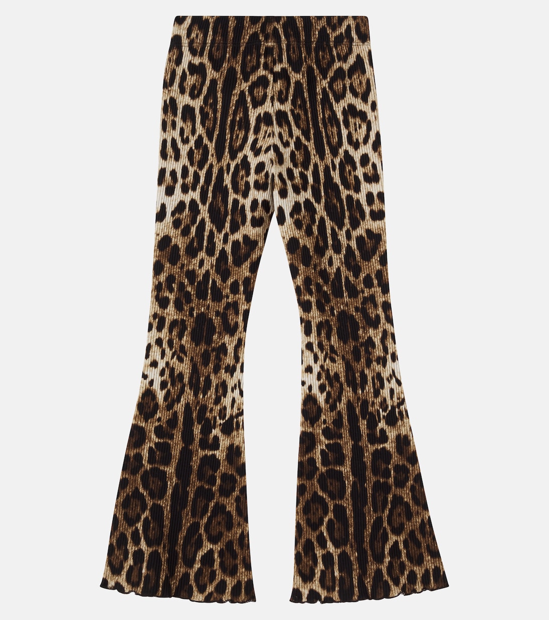 Leopard-print ribbed-knit cotton flared pants | Dolce&Gabbana Kids