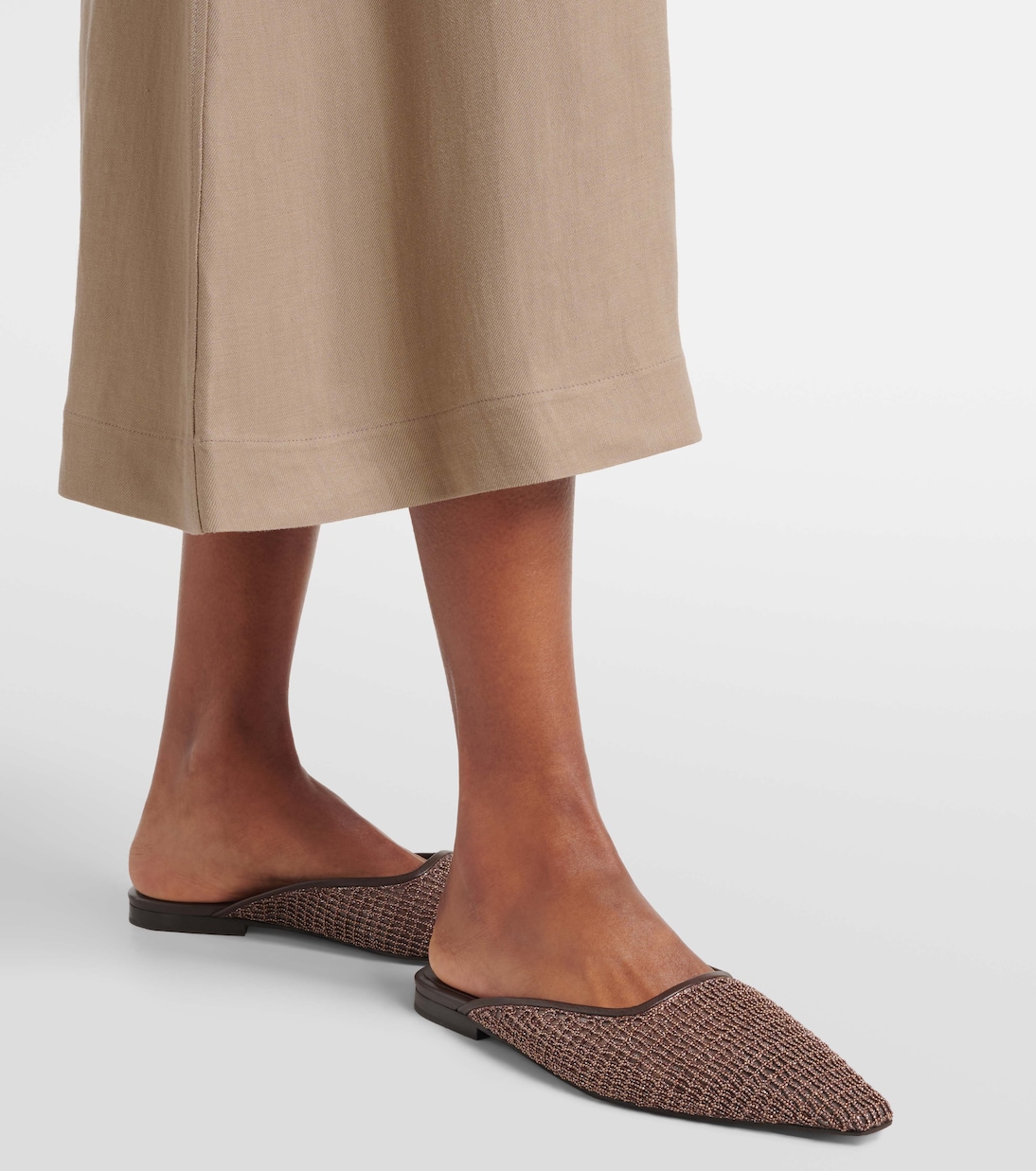 Monili leather-trimmed mules | Brunello Cucinelli