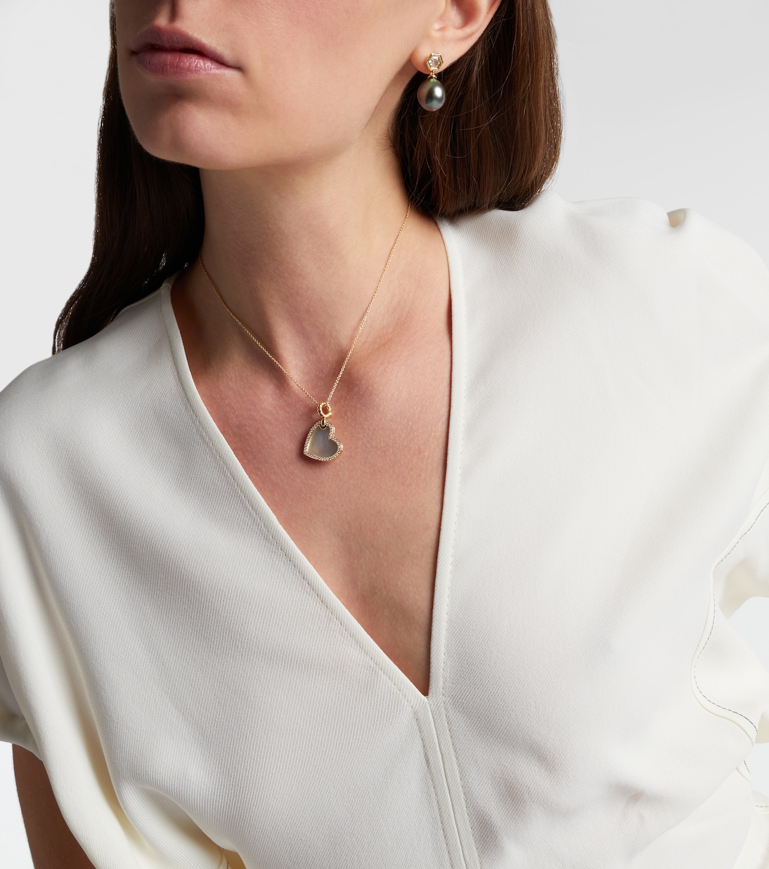 DY Elements® Heart 18kt gold (750/1000) pendant with diamonds and pearl | David Yurman