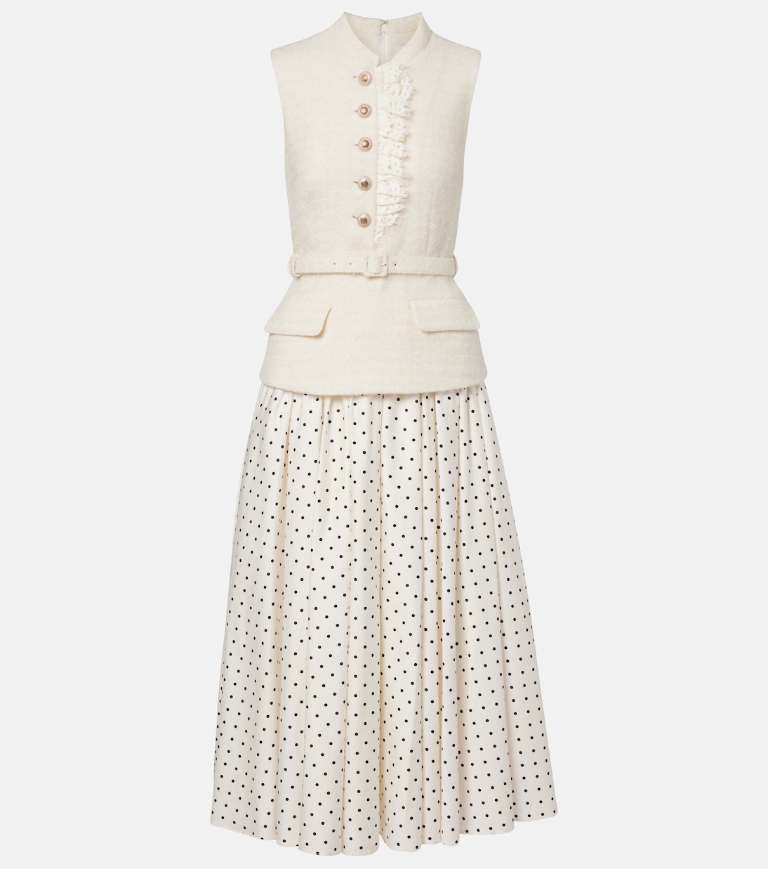 Polka-dot bouclé midi dress | Self-Portrait