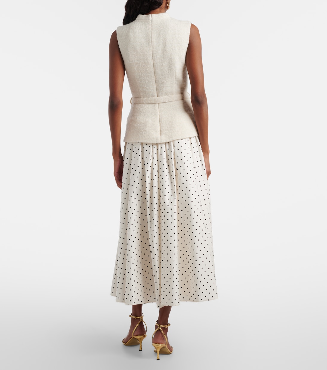 Polka-dot bouclé midi dress | Self-Portrait