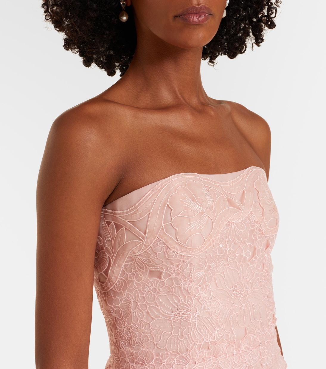 Jillie embroidered organza bustier gown | Costarellos