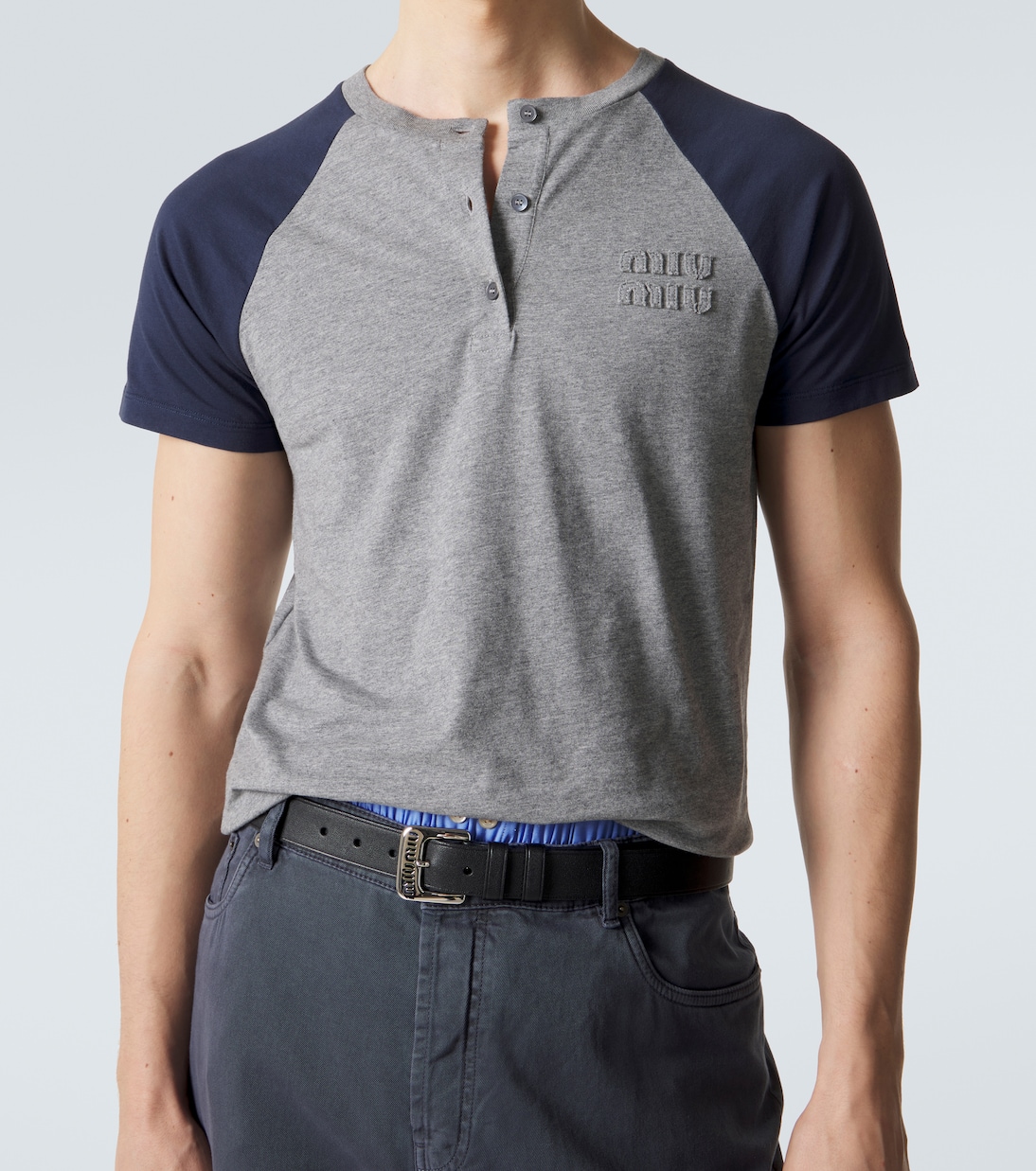 Top Henley de coton à logo | Miu Miu