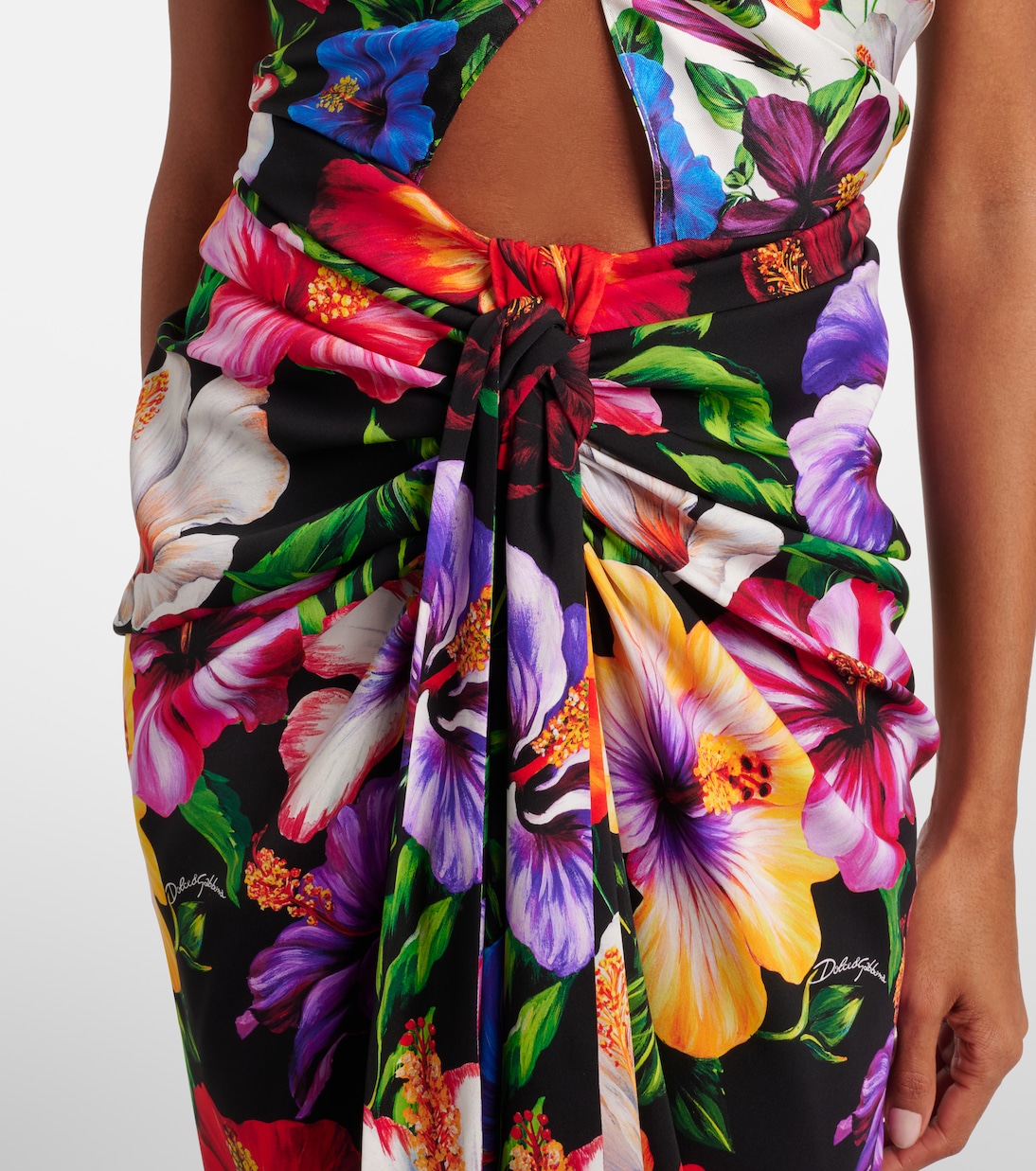 Draped floral silk-blend midi skirt | Dolce&Gabbana