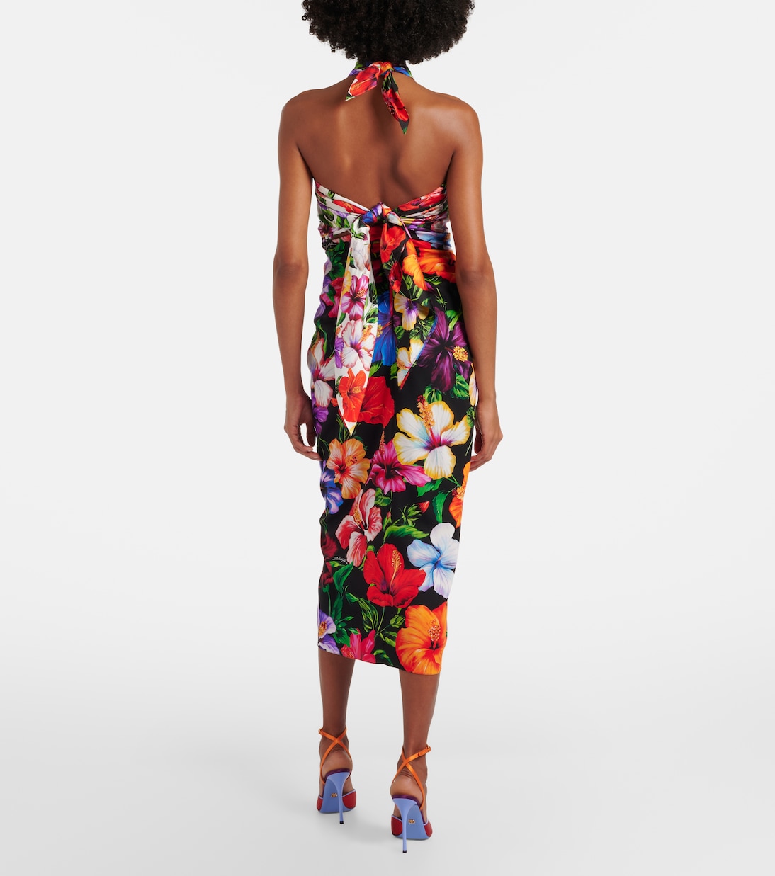 Draped floral silk-blend midi skirt | Dolce&Gabbana