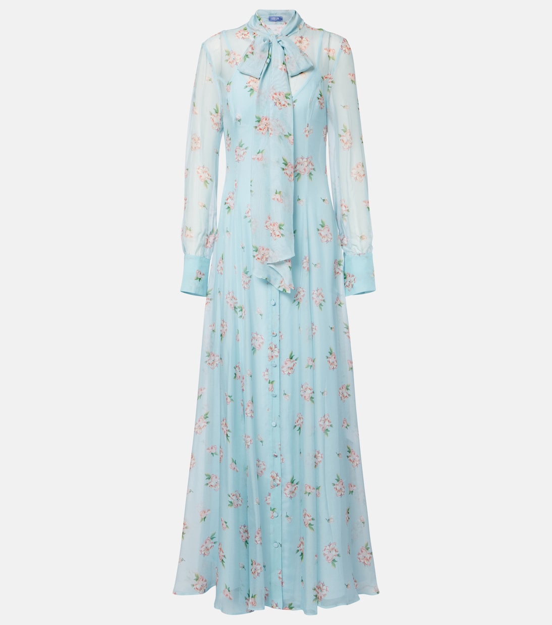Lilith bow-detail floral chiffon maxi dress | Leo Lin