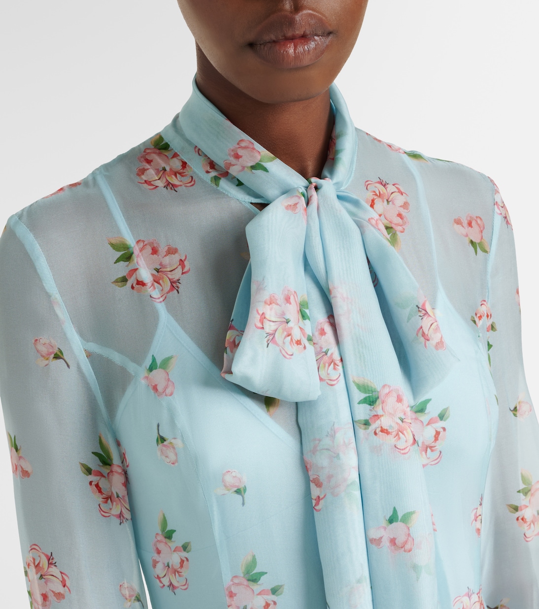 Lilith bow-detail floral chiffon maxi dress | Leo Lin