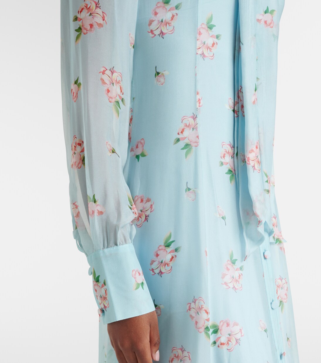 Lilith bow-detail floral chiffon maxi dress | Leo Lin