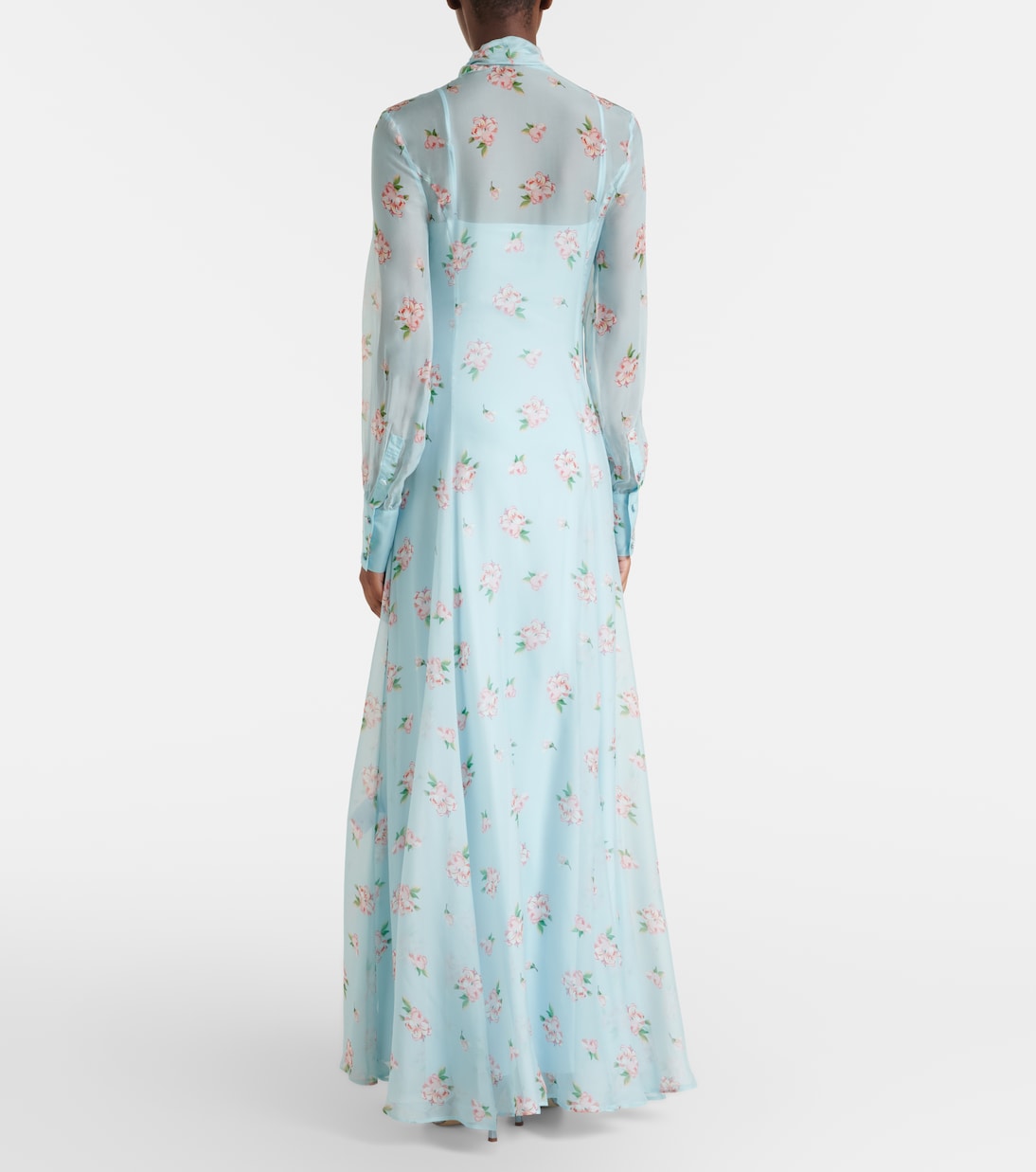 Lilith bow-detail floral chiffon maxi dress | Leo Lin