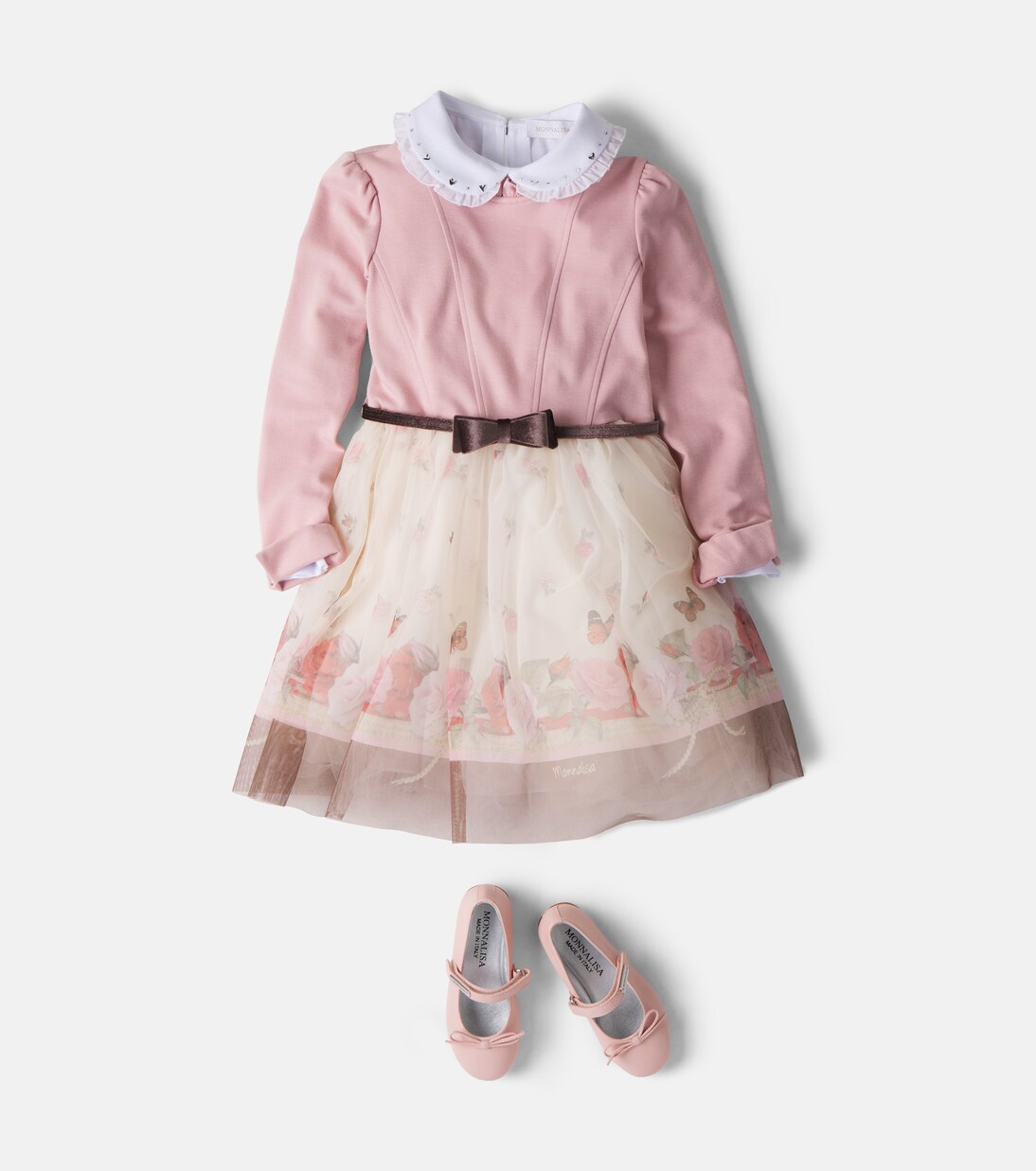 Belted printed ruffled dress | Monnalisa