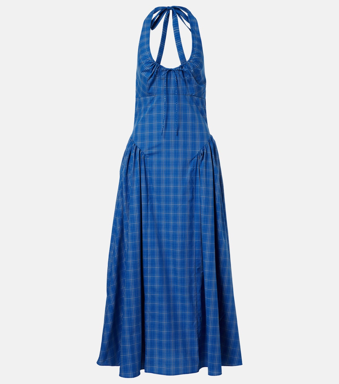 Del Ros plaid halterneck cotton midi dress | Faithfull