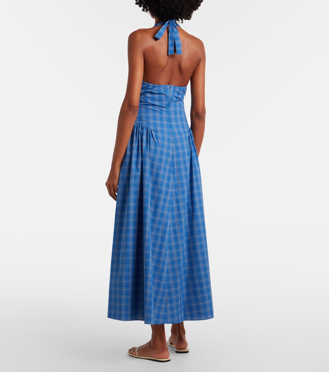 Del Ros plaid halterneck cotton midi dress | Faithfull