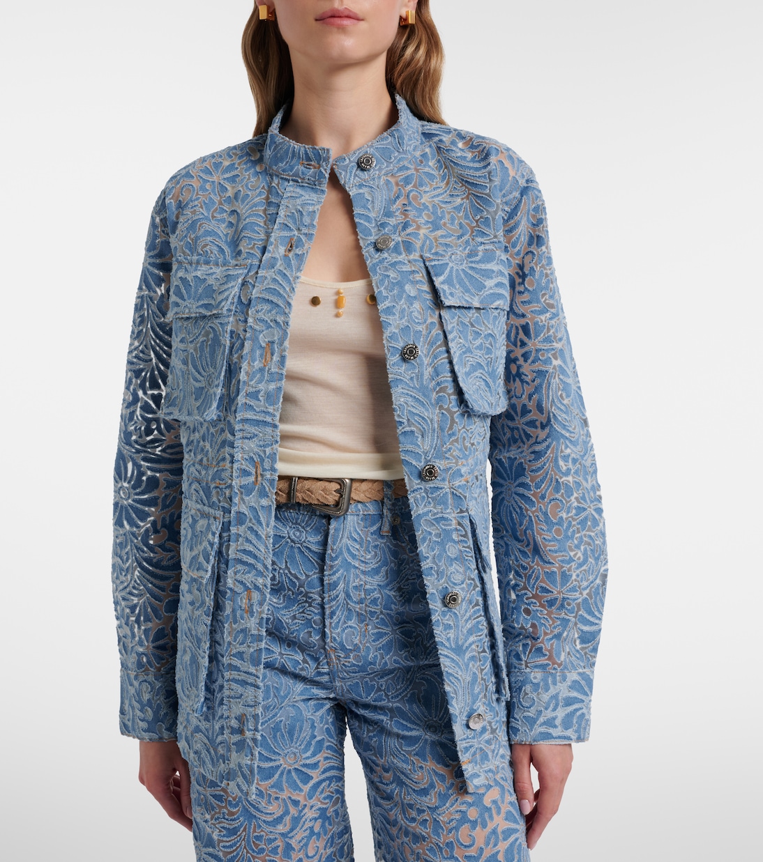 Bedruckte Jeansjacke Low | Veronica Beard