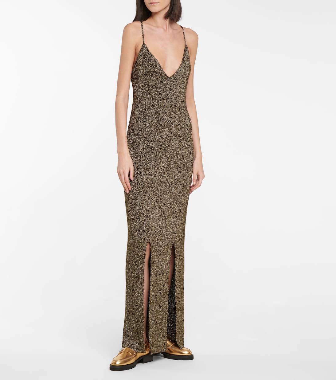 Robe longue à fils métallisés | Ganni