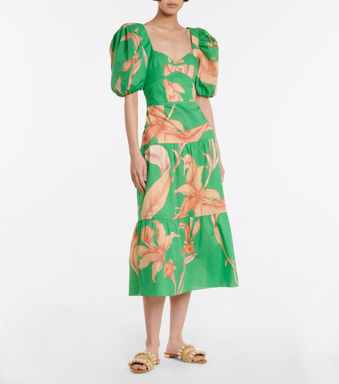 Robe midi Colorful Culture en coton à fleurs | Johanna Ortiz