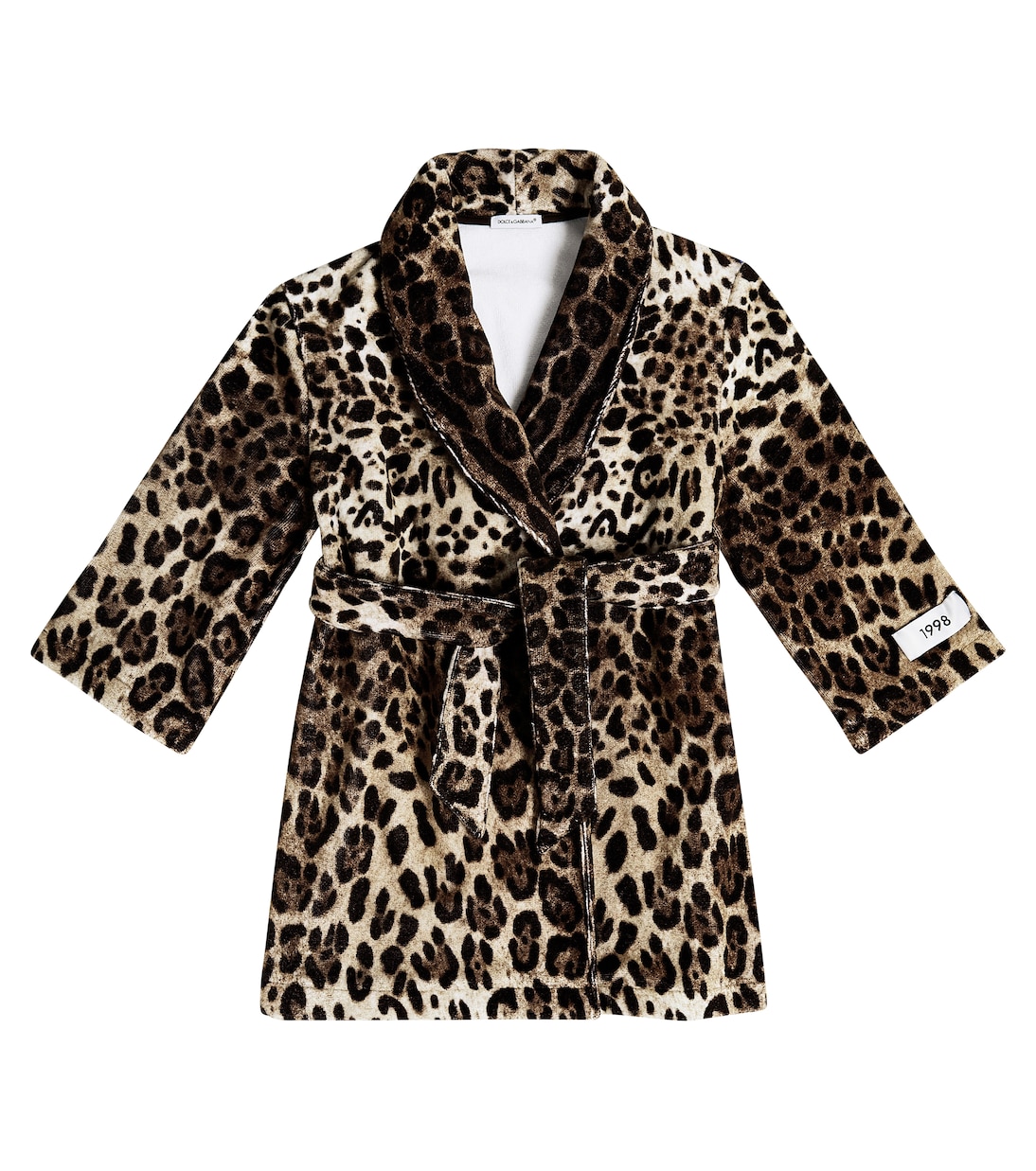 Leopard-print cotton terry bathrobe | Dolce&Gabbana Kids
