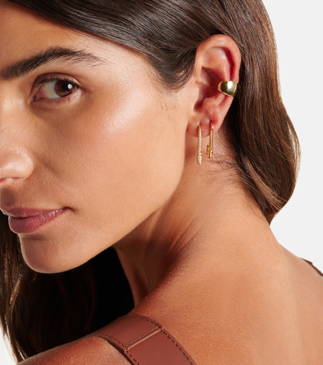 Orecchino singolo Safety Pin in oro 18kt | Anita Ko