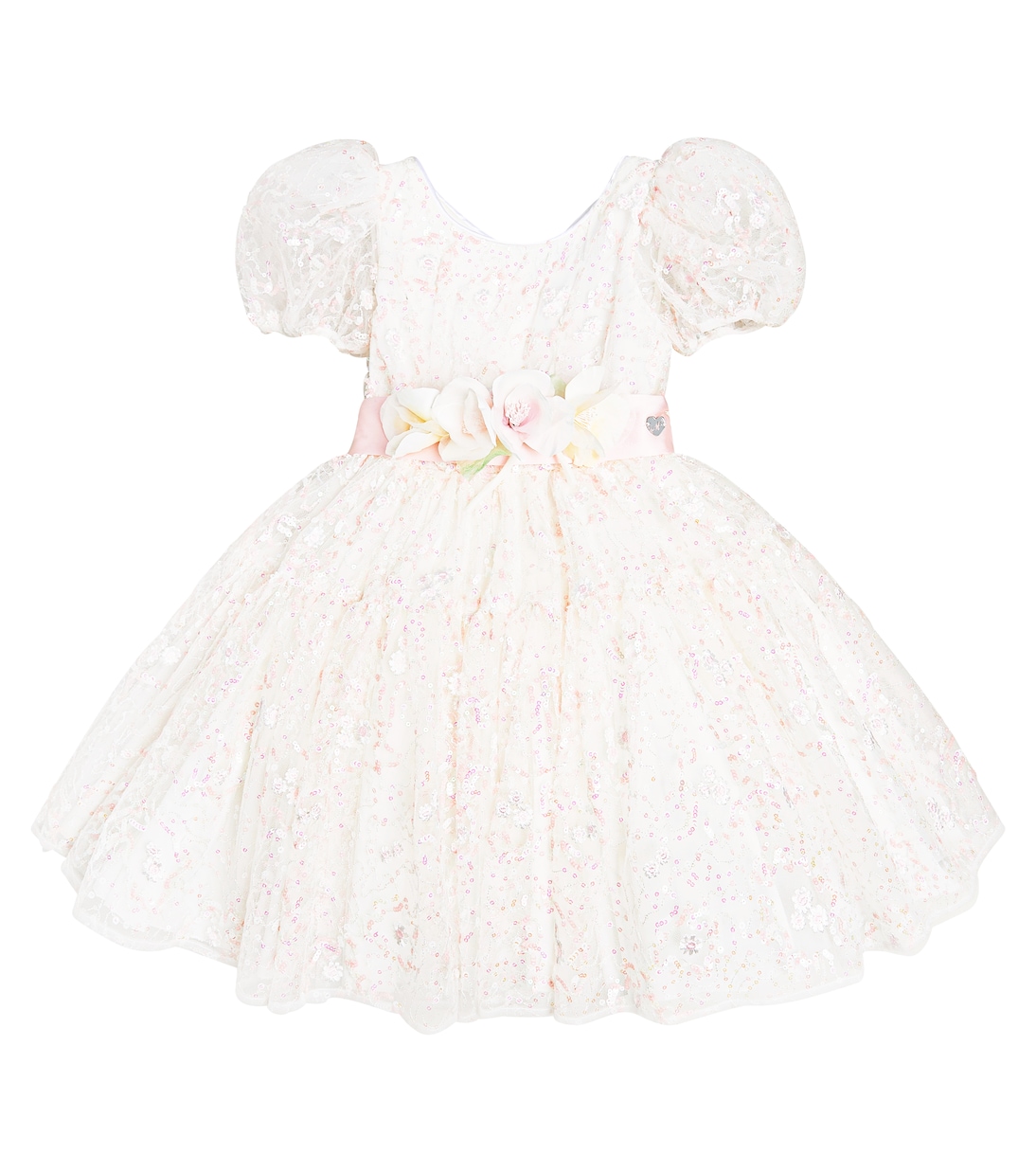 Ludovica embellished puff-sleeve tulle dress | Monnalisa