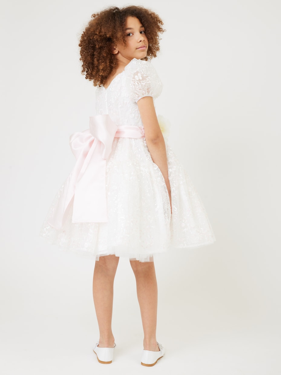 Ludovica embellished puff-sleeve tulle dress | Monnalisa