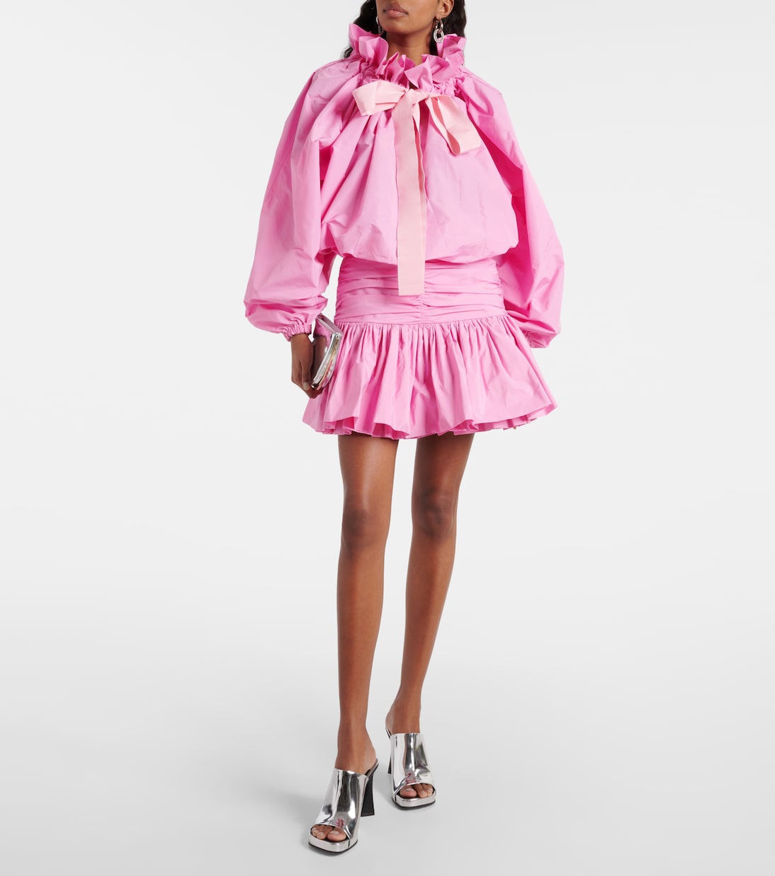 Ruffled high-rise faille miniskirt  | Patou