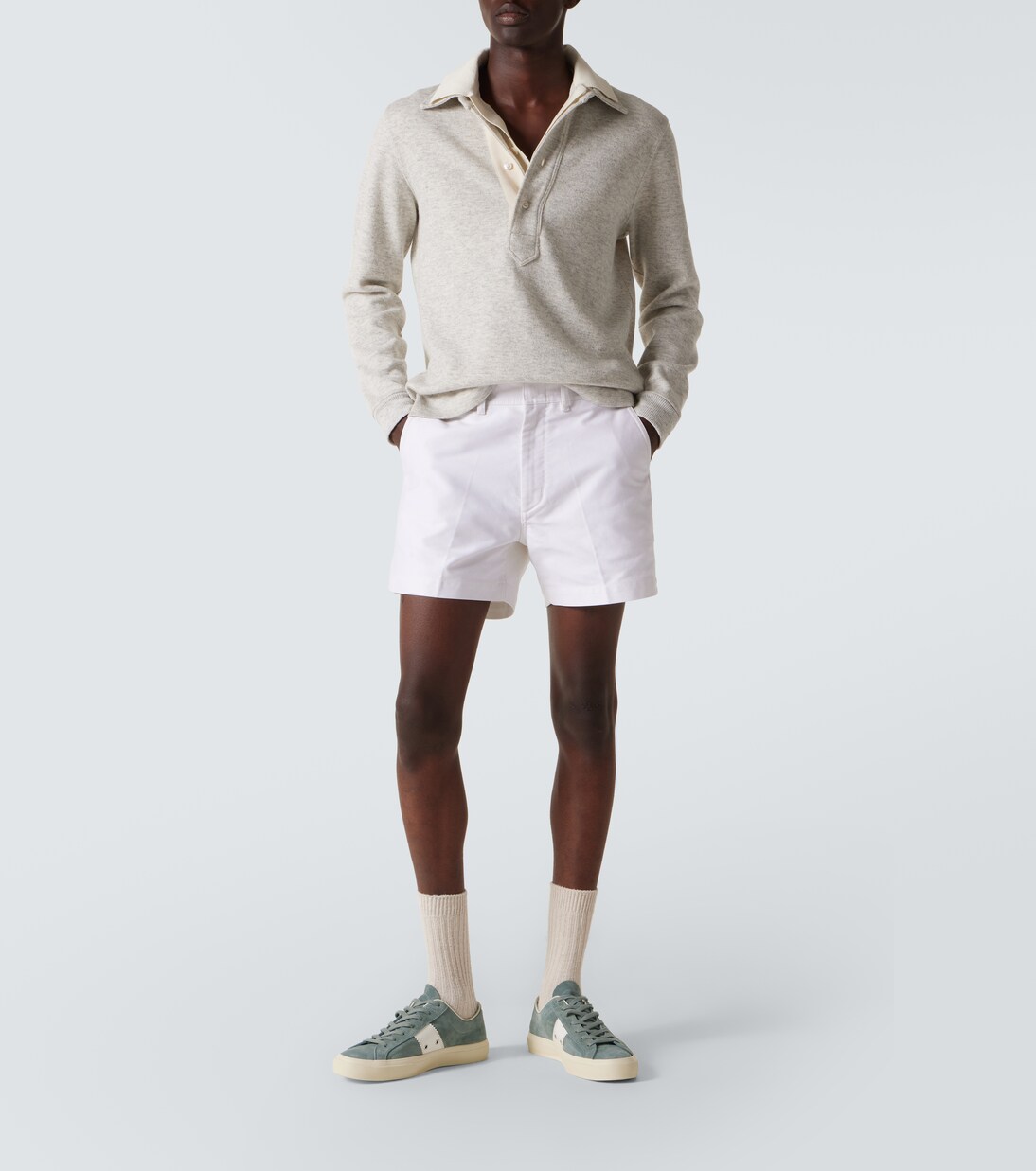 Cambridge leather-trimmed suede sneakers | Tom Ford