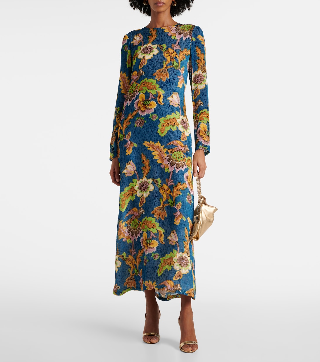 Swing printed devorée velvet maxi dress | La DoubleJ