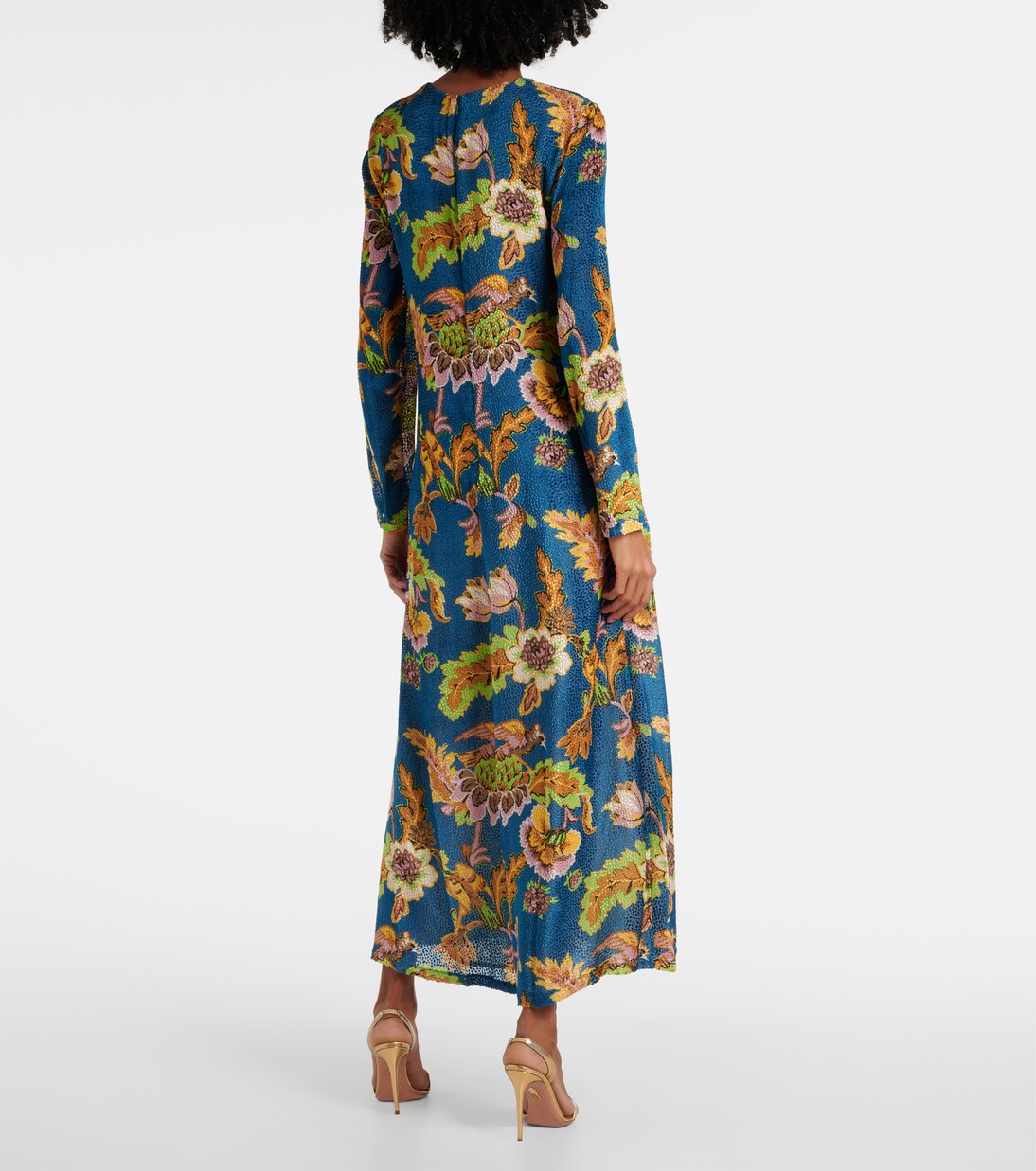 Swing printed devorée velvet maxi dress | La DoubleJ