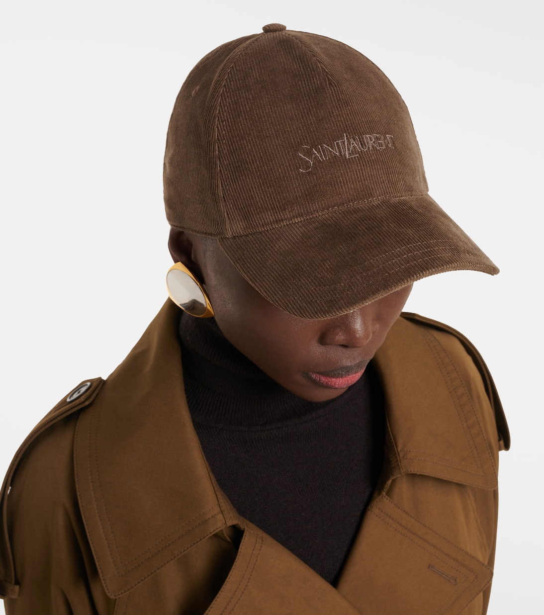 قبعة كاب بيسبول من مخمل القطن المضلع | Saint Laurent
