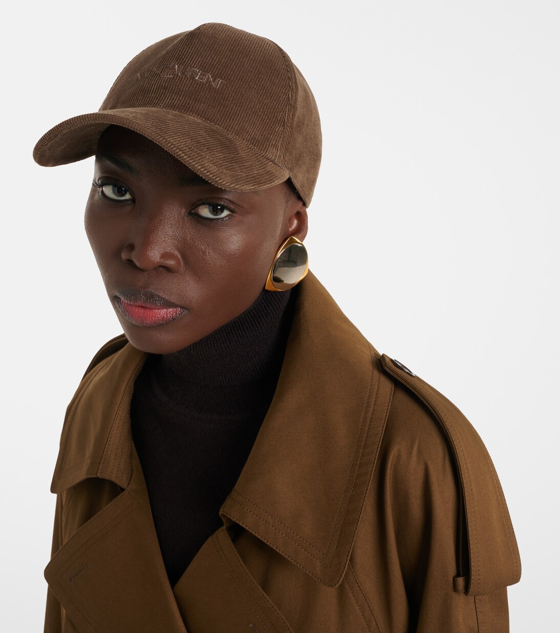 قبعة كاب بيسبول من مخمل القطن المضلع | Saint Laurent