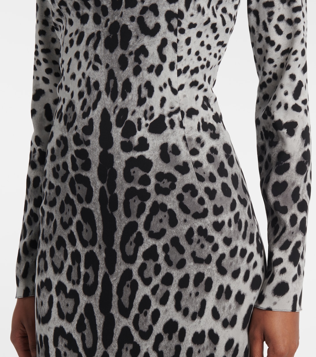 Robe midi en soie mélangée à motif léopard | Dolce&Gabbana