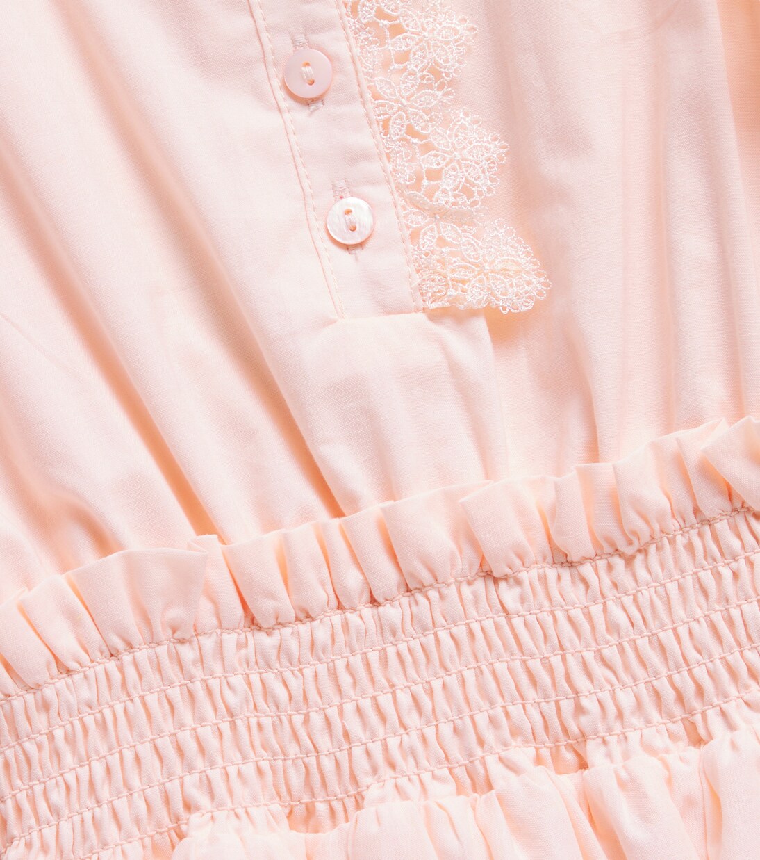 Scalloped shirred lace-trimmed cotton dress | Petite Amalie  