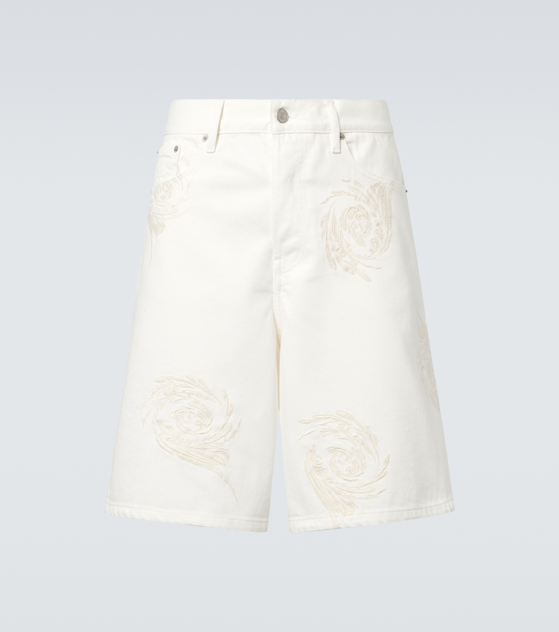 Embroidered denim Bermuda shorts | Dries Van Noten