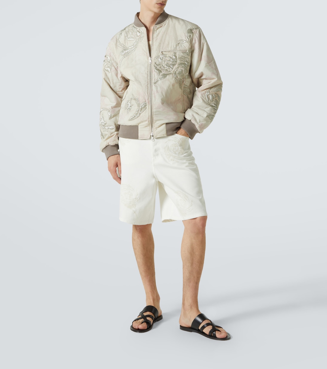Embroidered denim Bermuda shorts | Dries Van Noten