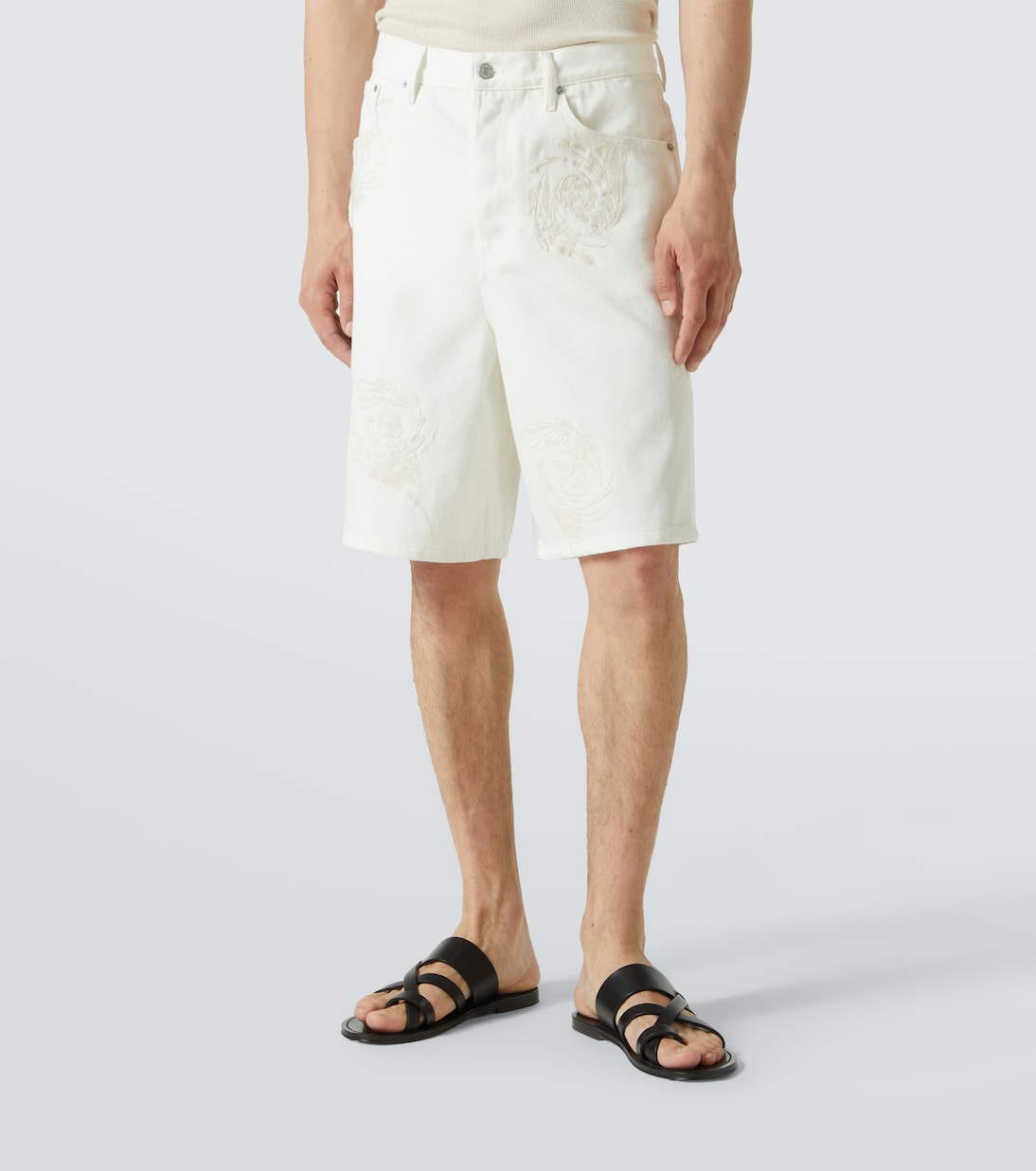 Embroidered denim Bermuda shorts | Dries Van Noten