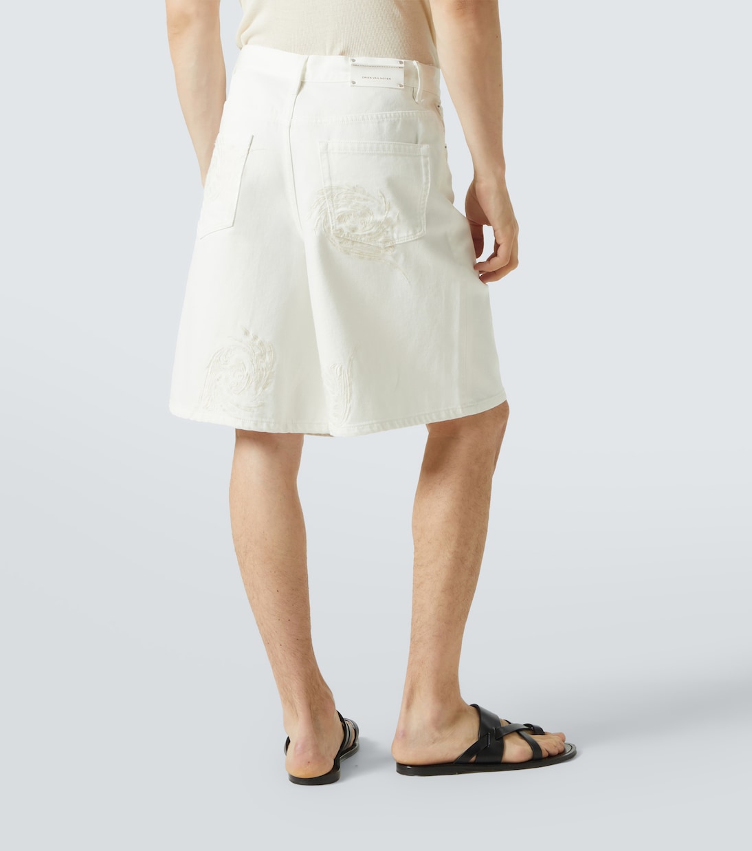 Embroidered denim Bermuda shorts | Dries Van Noten